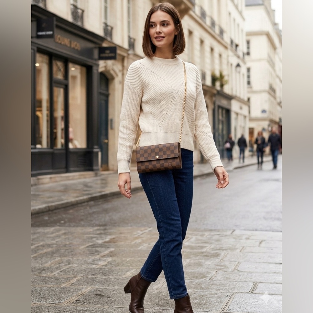 2007 authentic Louis Vuitton Damier Ebene Sarah wallet w free conversion kit